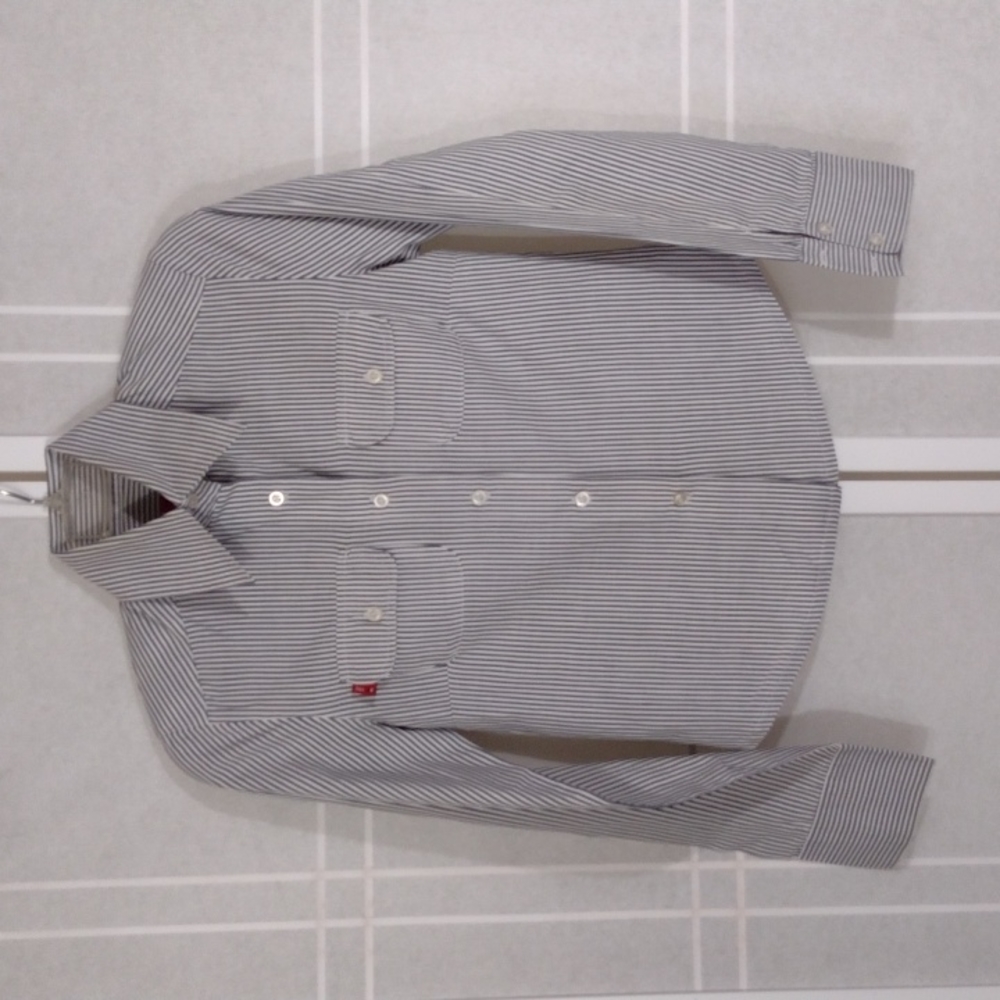 Charcoal and white stripe button-down shirt XS
